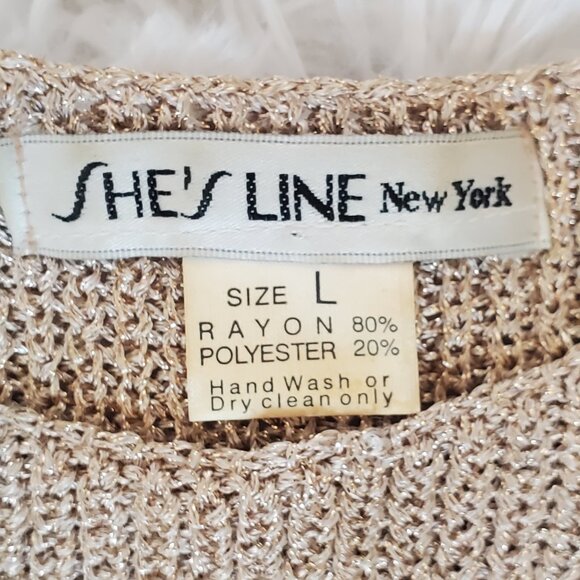 She's Line New York Gold Stretchy Lightweight Sleeveless Tank, Large - Picture 4 of 5